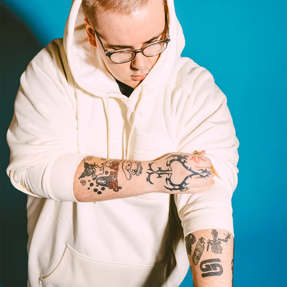 Cream Embossed Hoodie - Image 2
